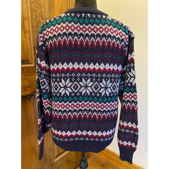 Vintage Steep Slope Ski Sweater Crew Neck Winter Snowflake Pattern Size Medium - Picture 4 of 10